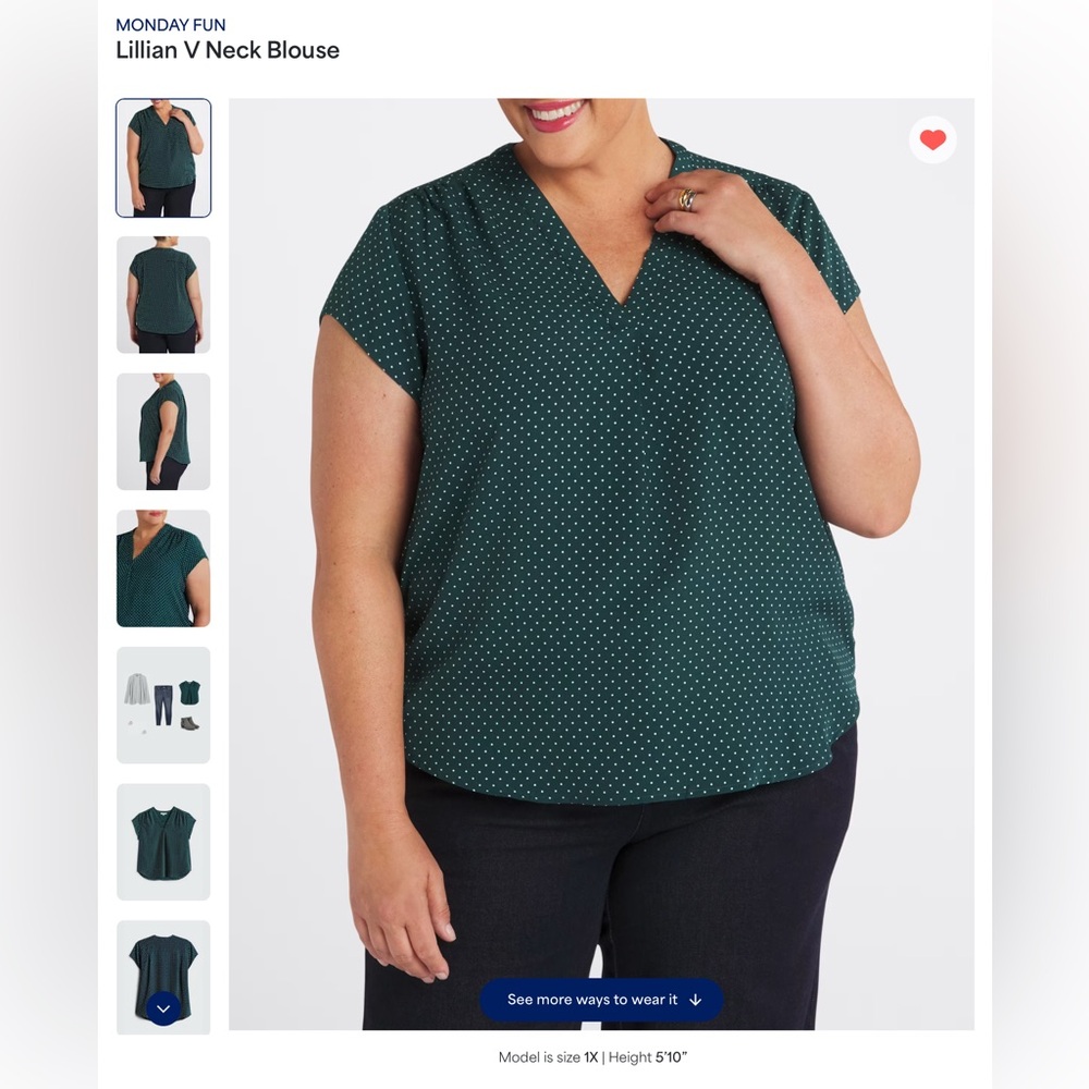 Monday Fun Teal Polka Dot V-Neck Blouse